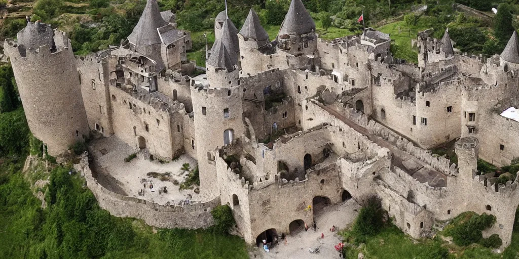 Prompt: huge underground medieval castle