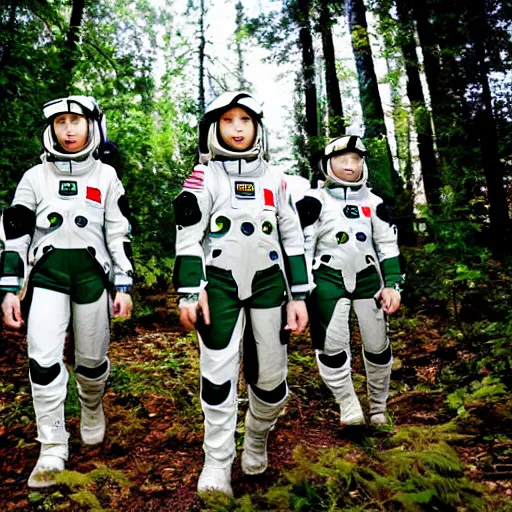 Image similar to a squad of space scouts wearing camo uniforms with white armor exploring a forest planet anime style