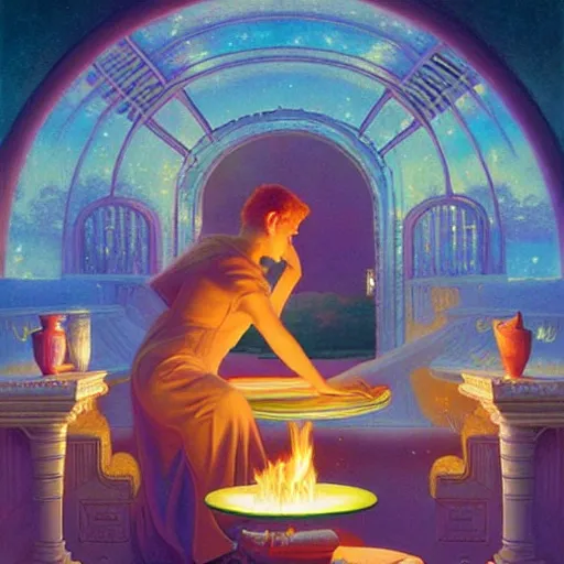 Prompt: art by delphin enjolras, james christensen, rob gonsalves and tim white