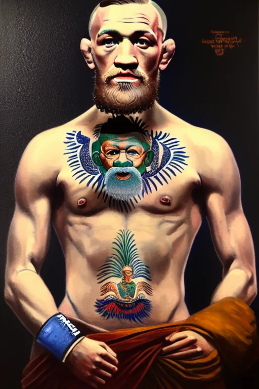 Image similar to full body portrait of conor mcgregor as mahatma gandhi, oil on canvas by william sidney mount, hindu art, great soul, irish folk, trending on artstation