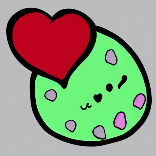 Prompt: a cute blobby character holding a heart, emoticon