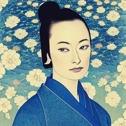 Prompt: “ olivia wilde portrait by ikenaga yasunari and ayana otake and ko rakusui, 6 0 s poster, drawing, realistic, sharp focus, japanese, dreamy, nostalgia, faded, golden hues, floral clothes ”