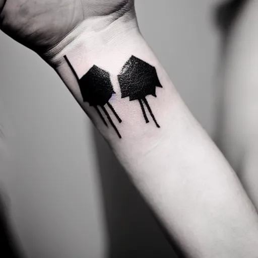 Prompt: handpoke tattoo of a black and white abstraction, stick poke, lineart