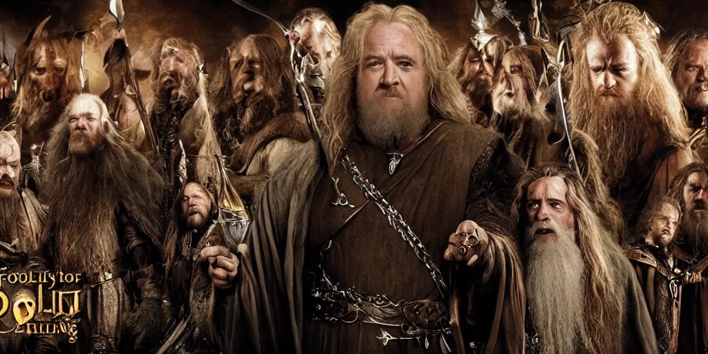 Prompt: the fellowship of the bling, still from the new fantasy movie, 4 k uhd