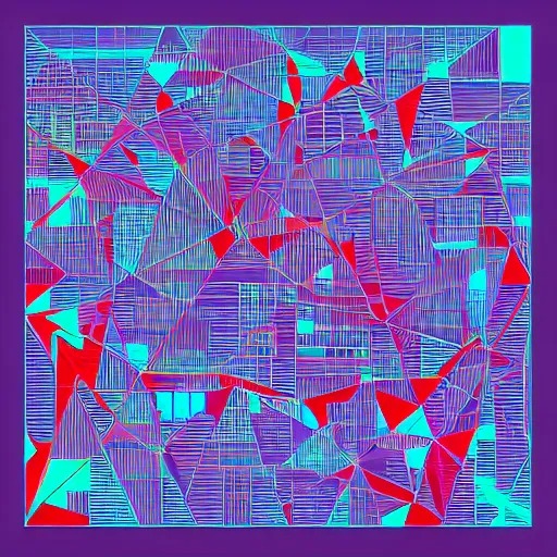 Image similar to geometric art of a city, made entirely from gradients, colorful, vector graphics