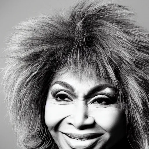 Image similar to tina turner portrait, turnip hair, colored, dslr, photoshoot