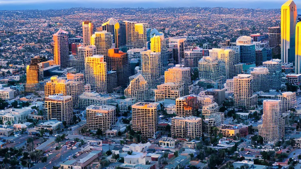 Image similar to a beautiful photo of downtown San Diego at sunset