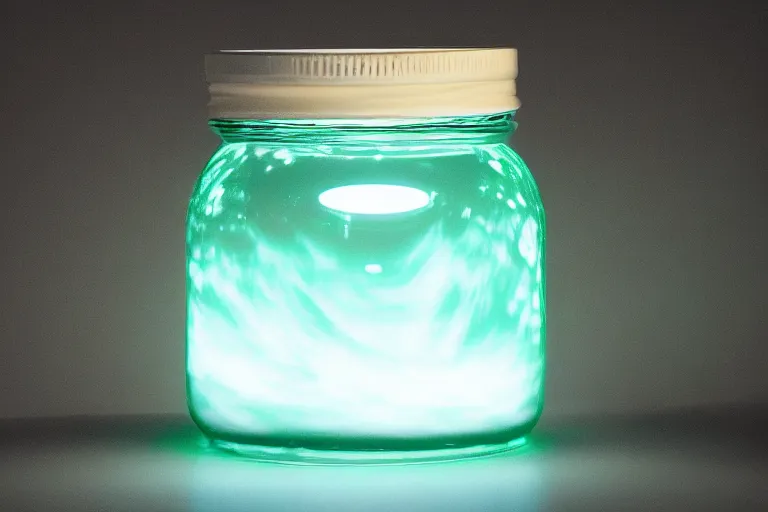 Image similar to chemiluminescence clouds in a jar