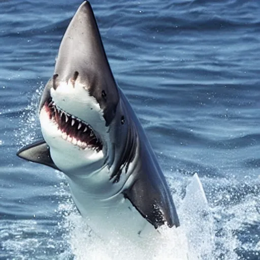 Prompt: drug - fueled great white shark on a rampage, involved with criminal activity, smarter than a human