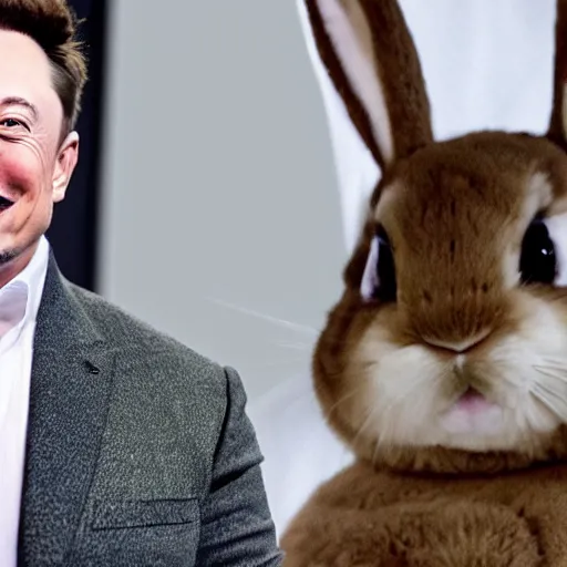 Prompt: natural intrinsic inherent detail of scene with elon musk wearing a bunny costume