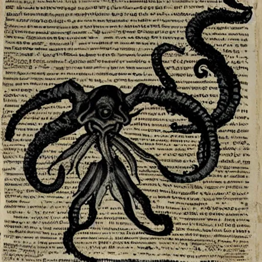 Image similar to dead sea scrolls depicting the return of cthulhu