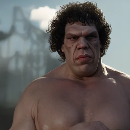 Image similar to Andre The Giant as The Punisher, cinematic, photorealistic, movie still, 8k