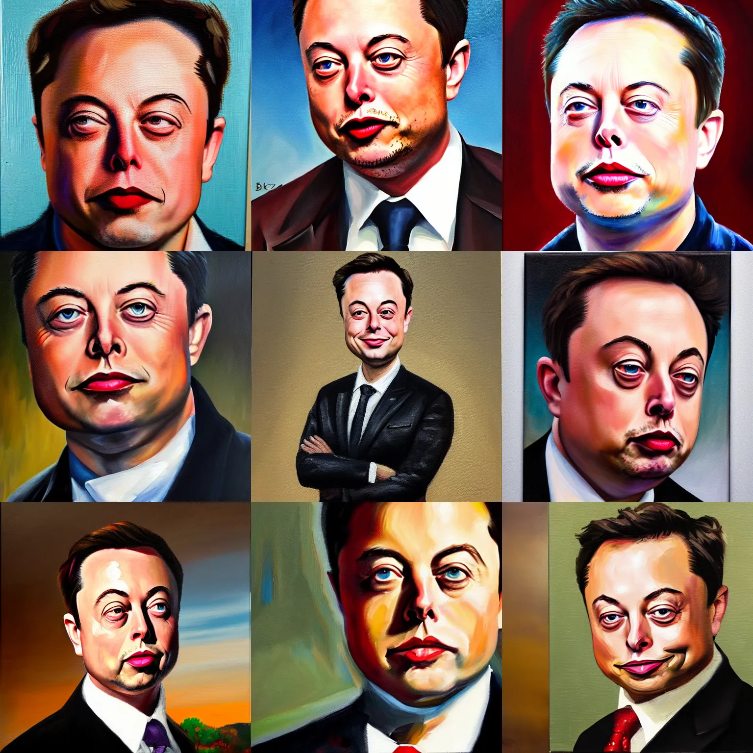 Prompt: oil painting of the love child of elon musk and bart de wever, masterpiece