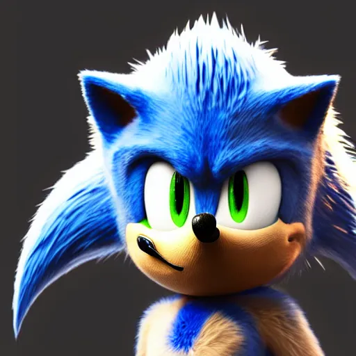 Image similar to portrait of sonic the hedgehog in full military gear, photorealistic, 4k, hd