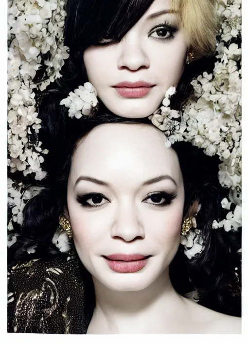 Image similar to portrait of beautiful asian christina hendricks by mario testino, headshot, detailed, award winning, sony a 7 r