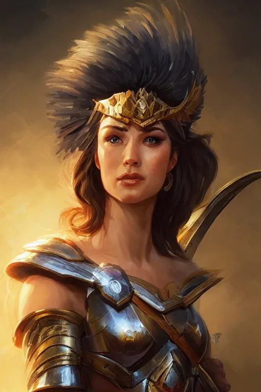 Image similar to amazon valkyrie athena, d & d, fantasy, portrait, highly detailed, headshot, digital painting, trending on artstation, concept art, sharp focus, illustration, art by artgerm and greg rutkowski and magali villeneuve