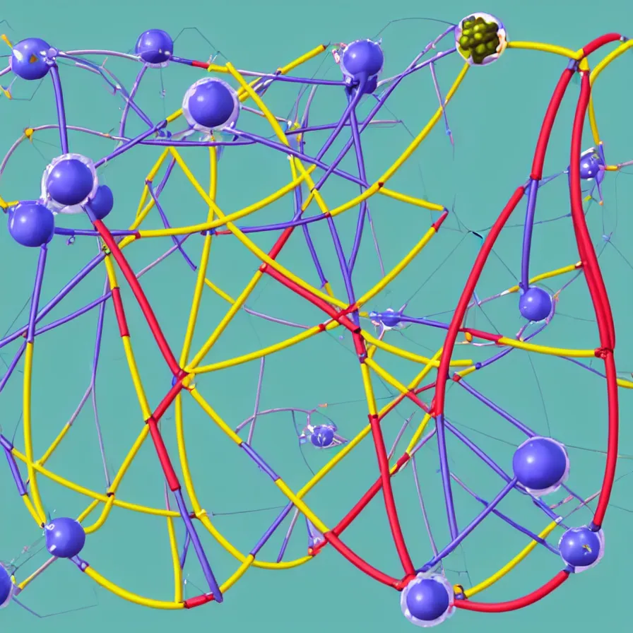 Image similar to schema of the inner workings of an atom and electron wit DNA