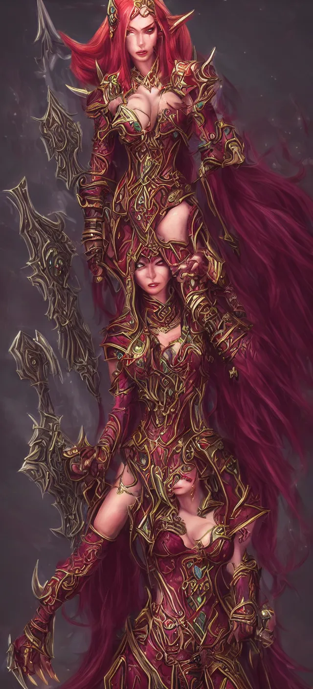 Prompt: world of warcraft, feminine blood elf warlock, digital art, beautiful, trending on artstation, incredibly detailed, vibrant, award winning, intricate ”