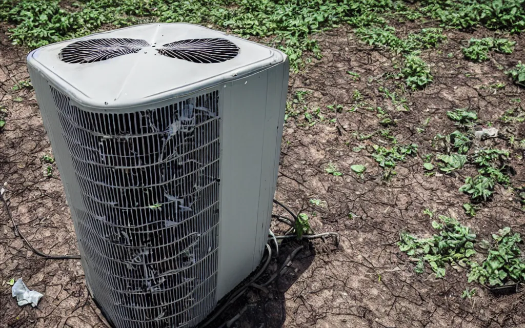 Image similar to evil ac unit after the apocalypse, heatwave, greenhouse gases