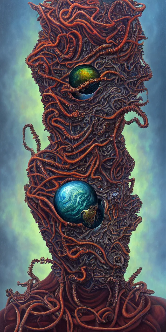 Image similar to oil on canvas portrait painting, polycount, surrealism, surrealist, lovecraftian, cosmic horror, high detail