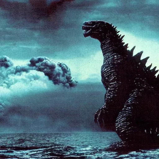 Image similar to godzilla attacking fukushima daiichi unit 4, dramatic lighting