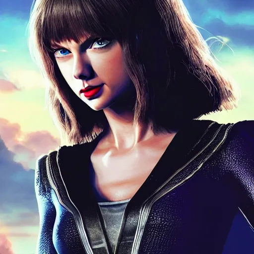 Prompt: taylor swift as alita in alita : battle angel, 8 k resolution, cinematic lighting, anatomically correct