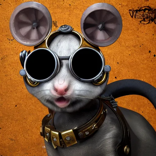 Image similar to a rat with steampunk googles, with CRYENGINE