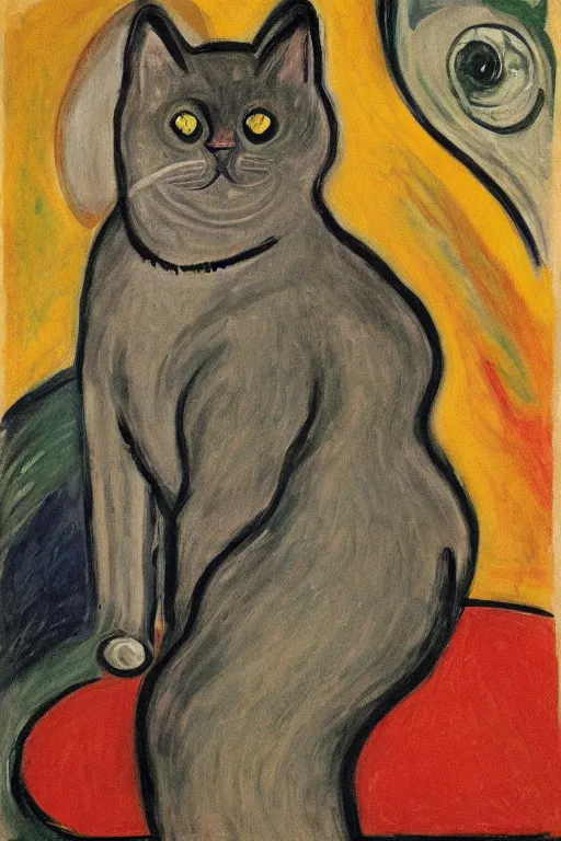 Prompt: “A cat screaming by Edvard Munch”