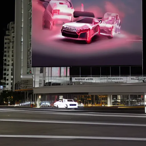 Image similar to sci-fi wall structure logotype and car on the coronation of napoleon and digital billboard in the middle in dark atmosphere by Ruan Jia Sheng Lam