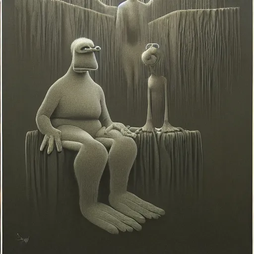 Prompt: the muppet show, by zdzisław beksinski.
