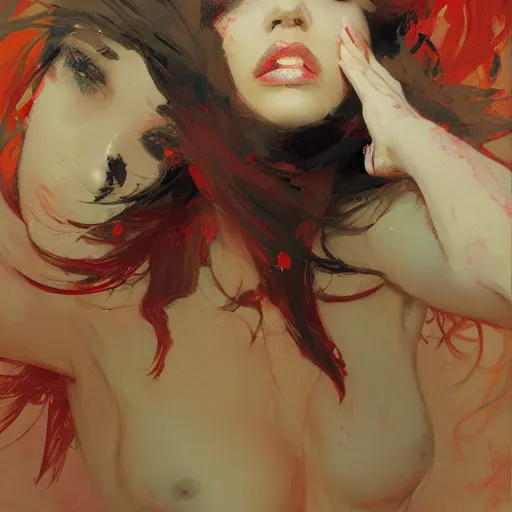 Prompt: explosion of paint, intricate, elegant, highly detailed, greg manchess, mucha, liepke, ruan jia, jeffrey catherine jones, ridley scott