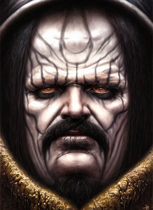 Prompt: closeup portrait shot of king diamond in a scenic dystopian environment, intricate, elegant, highly detailed, centered, digital painting, artstation, concept art, smooth, sharp focus, illustration, artgerm, tomasz alen kopera, peter mohrbacher, donato giancola, joseph christian leyendecker, wlop, boris vallejo