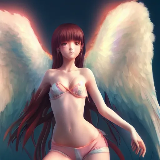 Prompt: an oil painting of an anime girl with angel wings, hd, hdr, ue 5, ue 6, unreal engine 5, cinematic 4 k wallpaper, 8 k, ultra detailed, high resolution, artstation, award winning