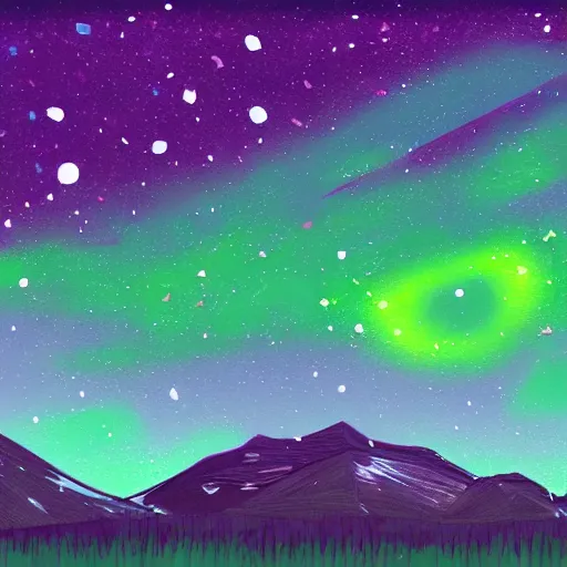 Image similar to night sky full of stars, aurora borealis, digital painting