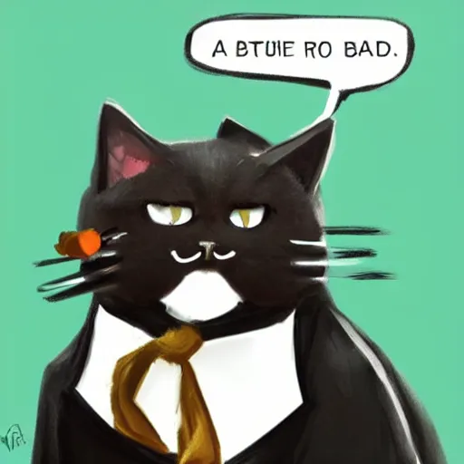 Prompt: a black fat cat on a tuxedo holding a bagel!, trade offer meme, art by greg rutkowski