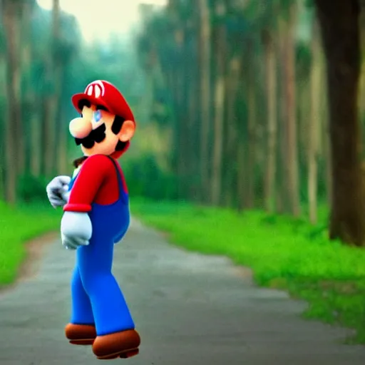 Prompt: super mario in forest gump movie still dslr, 35mm, full-HD