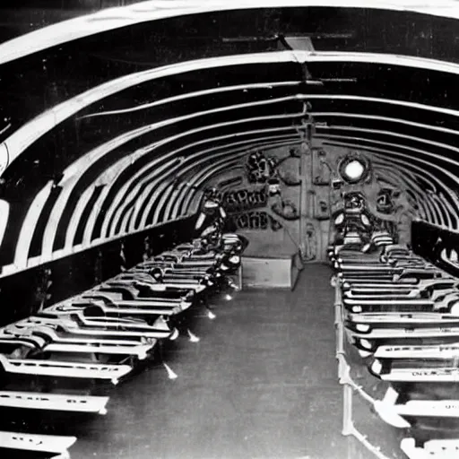 Prompt: interior of a military zeppelin's gondola's superstructure