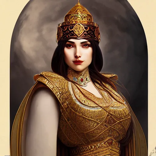 Prompt: ceren sungur portrait of ottoman sultan gog, female, clear face, symetrical, masculine, full body, 4 k, fantasy, intricate, elegant, highly detailed, digital painting, artstation, concept art, matte, sharp focus, illustration, art by artgerm and greg rutkowski and alphonse mucha