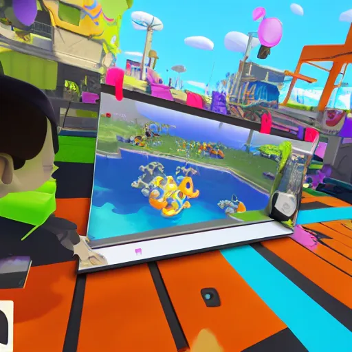 Image similar to Splatoon as a Fall Guys game, in game screenshot, realistic game engine