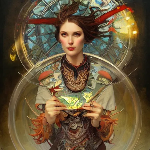 Image similar to '' fantasy fish, concept art, schematics, gnarly details painted by tom bagshaw, norman rockwell, mucha, gurney''