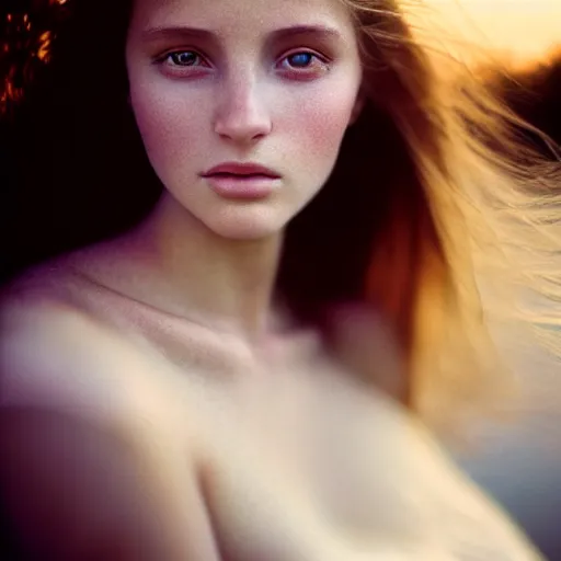 Prompt: photographic portrait of a stunningly beautiful ethereal female in soft dreamy light at sunset, beside the river, soft focus, contemporary fashion shoot, hasselblad nikon, by edward robert hughes, annie leibovitz and steve mccurry, david lazar, jimmy nelsson, extremely detailed, breathtaking, hyperrealistic, perfect face