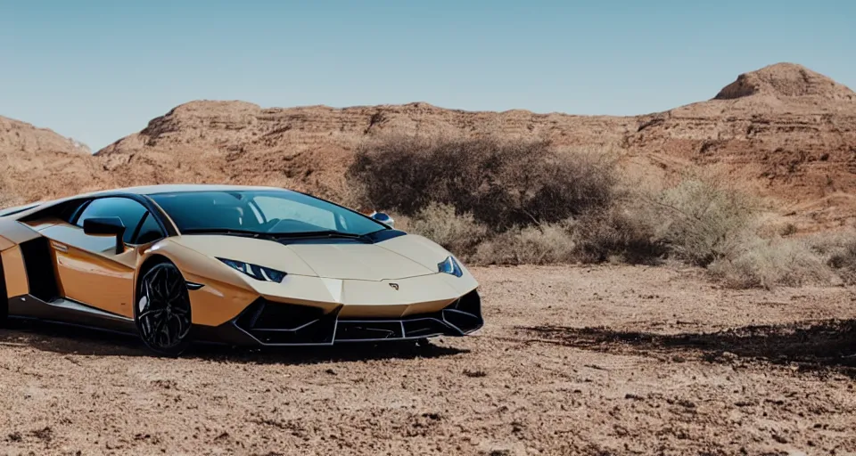 Image similar to Lamborghini in desert