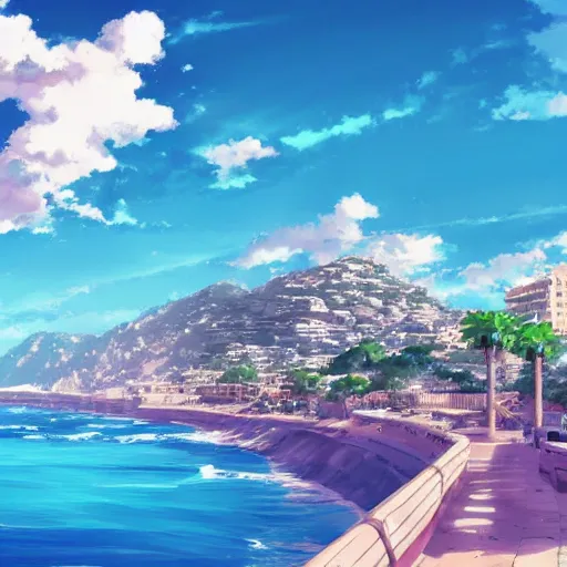 Image similar to beautiful anime Costa Blanca by makoto shinkai