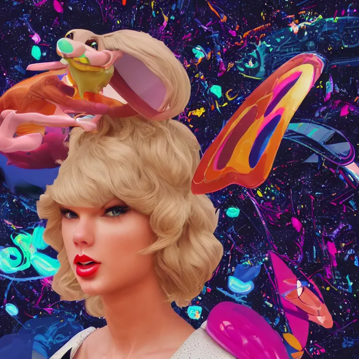 Image similar to portrait of Taylor Swift as Lola Bunny in Space Jam 1996. intricate abstract. intricate artwork. by Tooth Wu, wlop, beeple, dan mumford. octane render, trending on artstation, greg rutkowski very coherent symmetrical artwork. cinematic, hyper realism, high detail, octane render, 8k, iridescent accents