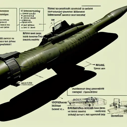 Prompt: sketches of missile, military, full page, technical, detailed