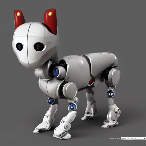 Image similar to robot dog design, render, art station trending