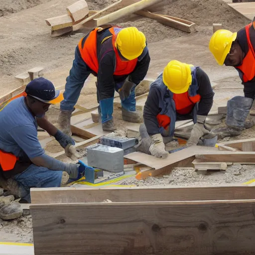 Prompt: Construction workers building the universe