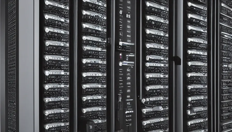 Image similar to server racks, network storage, photorealistic, 8k, uhd, sharp focus, accurate photo