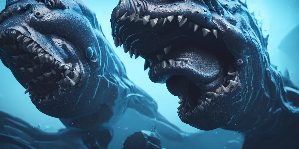 Prompt: a portrait of deep sea monster by oleg vdovenkov, sharp focus, trending on artstation, cinematic lighting, hyper realism, octane render, 8 k, hyper detailed