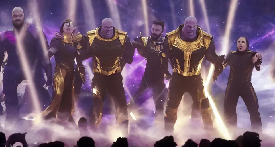 Image similar to thanos performing in the eurovision